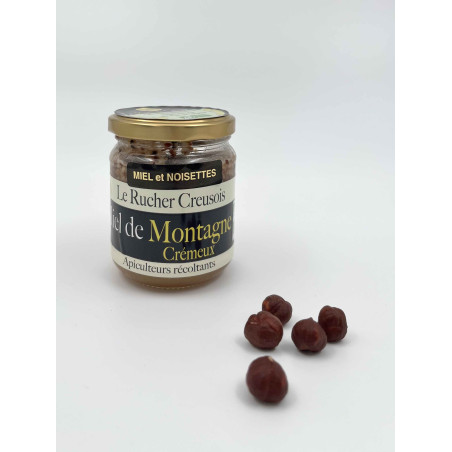 Miel de Montagne crémeux BIO avec noisettes, ici en format 250g